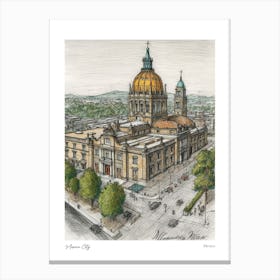 Mexico City Mexico Drawing Pencil Style 1 Travel Poster Canvas Print