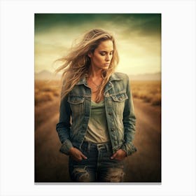 Girl In Jeans Canvas Print