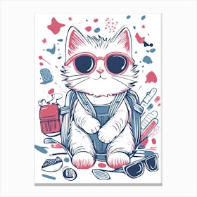 Cute Cat In Sunglasses.Generated AI. Wall Art Print 1 Canvas Print