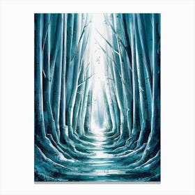 Blue Forest Watercolor Painting Canvas Print