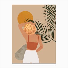 Illustration Of A Woman Holding A Palm Leaf Canvas Print