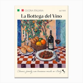 La Bottega Del Vino Trattoria Italian Poster Food Kitchen Canvas Print