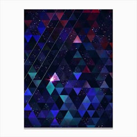 Abstract Geometric Triangle Cosmic Space Pattern in Blue n.0001 Canvas Print
