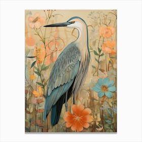 Great Blue Heron 6 Detailed Bird Painting Canvas Print