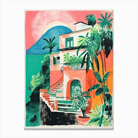 A House In Positano, Abstract Risograph Style 2 Canvas Print