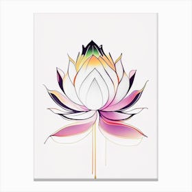Lotus Flower, Buddhist Symbol Abstract Line Drawing 5 Canvas Print