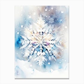 Winter Snowflake Pattern, Snowflakes, Storybook Watercolours 2 Canvas Print