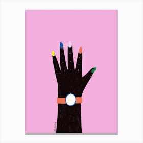 Hand Black In Pink Canvas Print