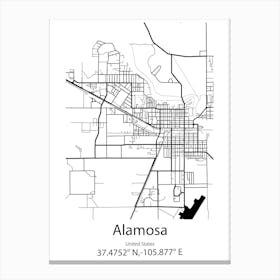 Alamosa,United States Minimalist Map Canvas Print