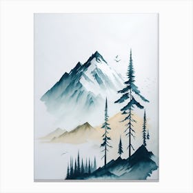 Mountain And Forest In Minimalist Watercolor Vertical Composition 338 Canvas Print
