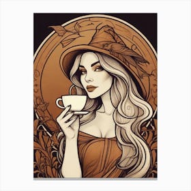 Witch With A Cup Of Coffee 6 Canvas Print