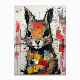 Graffiti Nocturne: Squirrel's Tale in Basquiat's style Canvas Print