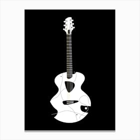 Black and White Acoustic Guitar 3 Canvas Print