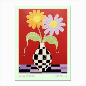 Spring Collection Wild Flowers Dark Tones In Vase 3 Canvas Print