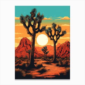  Retro Illustration Of A Joshua Trees At Dawn In Desert 9 Canvas Print