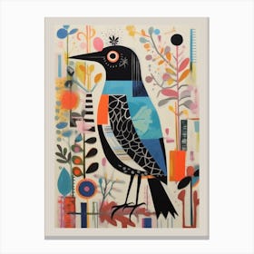 Colourful Scandi Bird Cowbird 2 Canvas Print