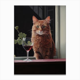 Cat With Wine Glass 5 Canvas Print