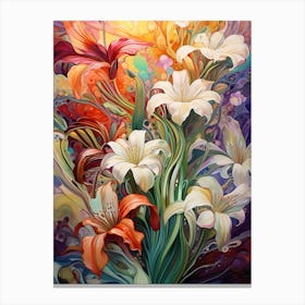 Flowers In A Nouveau Garden Canvas Print