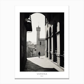 Poster Of Verona, Italy, Black And White Analogue Photography 3 Canvas Print