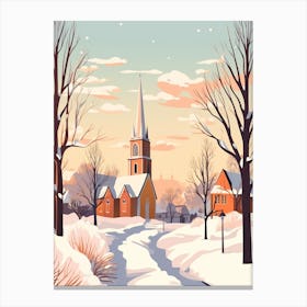 Vintage Winter Travel Illustration St Andrews United Kingdom 1 Canvas Print