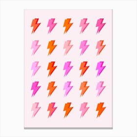 Preppy Lightning Bolts Pink and Orange Pattern Canvas Print
