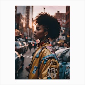 Afro Girl In The City Canvas Print