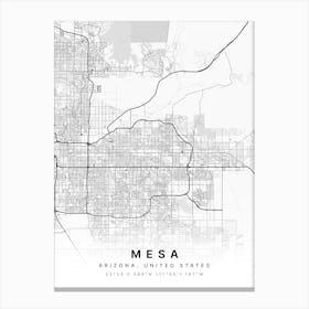 Mesa Arizona USA White Map Stampe su tela