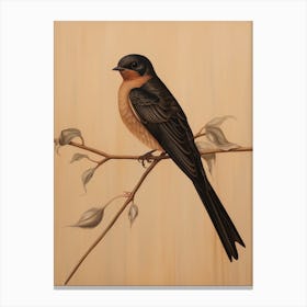 Dark And Moody Botanical Barn Swallow 3 Canvas Print