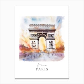 France, Paris Storybook 5 Travel Poster Watercolour Canvas Print