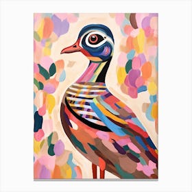 Pink Scandi Wood Duck 2 Canvas Print