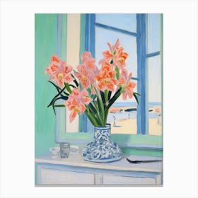 A Vase With Gladiolus, Flower Bouquet 1 Canvas Print