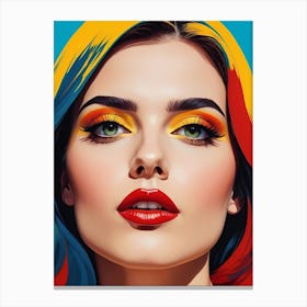 Woman Portrait In The Style Of Pop Art (12) Canvas Print