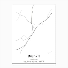 Bushkill,United States Minimalist Map Canvas Print