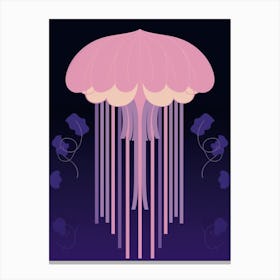 Mauve Stinger Jellyfish Cartoon 2 Canvas Print