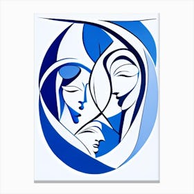 Unity In Diversity Symbol Blue And White Line Drawing Canvas Print