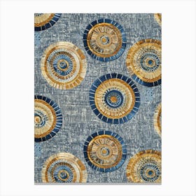 Blue And Gold Circles 4 Canvas Print