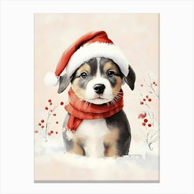 Santa Puppy Canvas Print