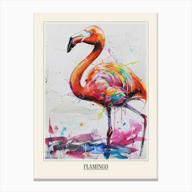 Flamingo Colourful Watercolour 3 Poster Canvas Print