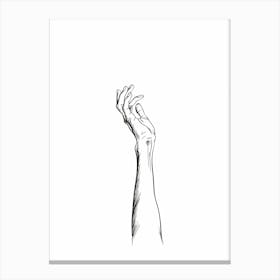 Reaching Hand Line Art Canvas Print