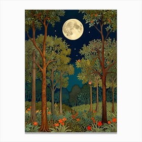 William Morris Full Moon In The Forest 17 Canvas Print