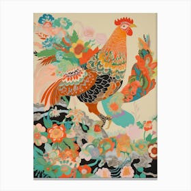 Maximalist Bird Painting Rooster 3 Canvas Print