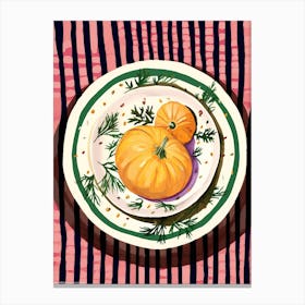 A Plate Of Pumpkins, Autumn Food Illustration Top View 42 Canvas Print