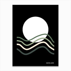 Waves In The Sky.A work of art. The moon. The colorful zigzag lines. It adds a touch of high-level art to the place. It creates psychological comfort. Reassurance in the soul.5 Canvas Print