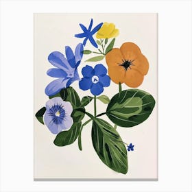 Painted Florals Periwinkle 3 Canvas Print