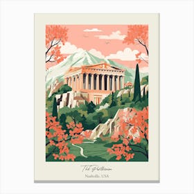 The Parthenon   Nashville, Usa   Cute Botanical Illustration Travel 5 Poster Canvas Print