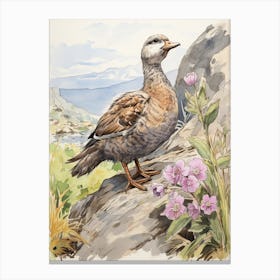 Storybook Animal Watercolour Mallard Duck 3 Canvas Print
