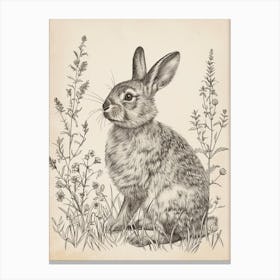 Dutch Blockprint Rabbit Illustration 5 Canvas Print