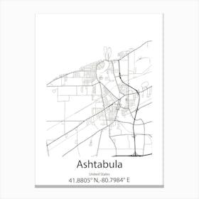 Ashtabula,United States Minimalist Map 1 Canvas Print