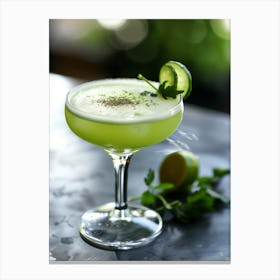 Cocktail With Lime And Mint Garnish Canvas Print