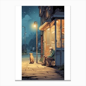 Old Man And Dog Canvas Print